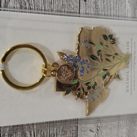 NIB Gold Texas Bluebonnet Soft Enamel Keychain - Picture 3 of 3